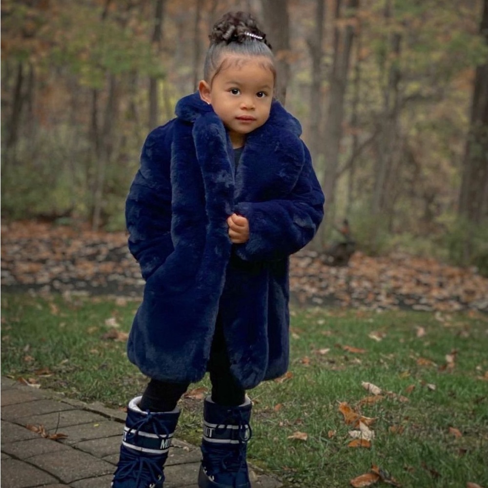 Apparis faux fur blue coat